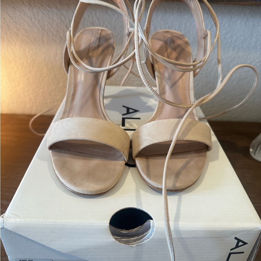 Aldo Blush Nude Strappy Block Heels
